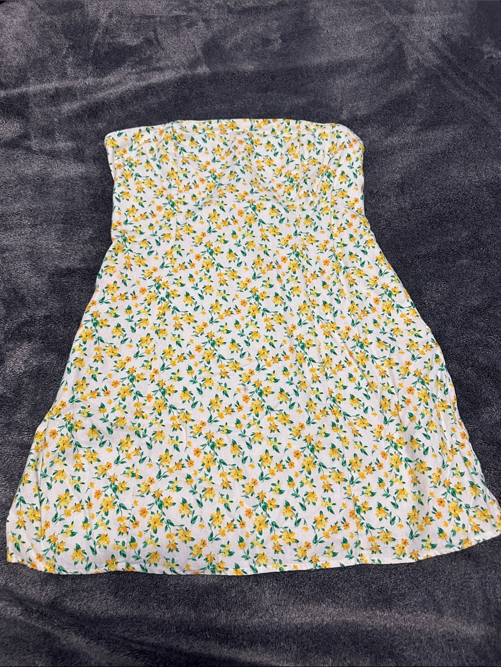 Old Navy White Mini Dress with Yellow Floral Print